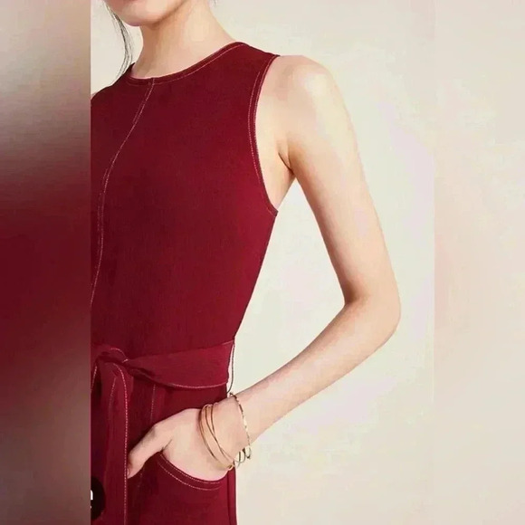 Anthropologie Greylin Jumpsuit Colleen Contrast Stitch belted sleeveless - Picture 11 of 13